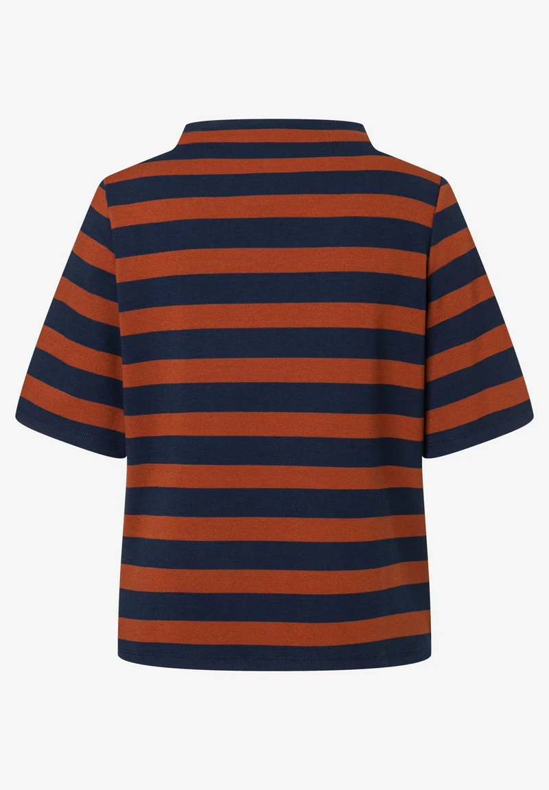 Striped Sweatshirt with Turtleneck, block stripe jersey cinnamon classi
