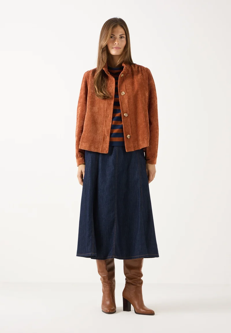 Striped Sweatshirt with Turtleneck, block stripe jersey cinnamon classi