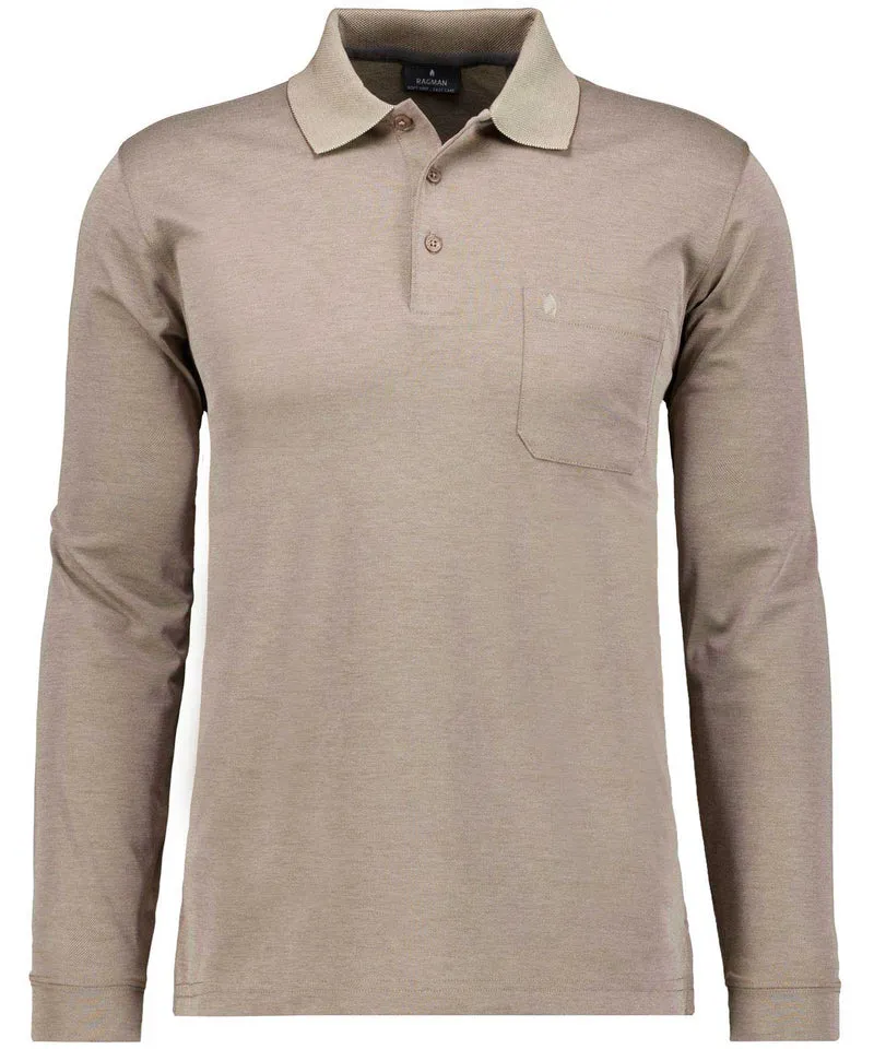 Polo soft knit LS, BEIGE MEL