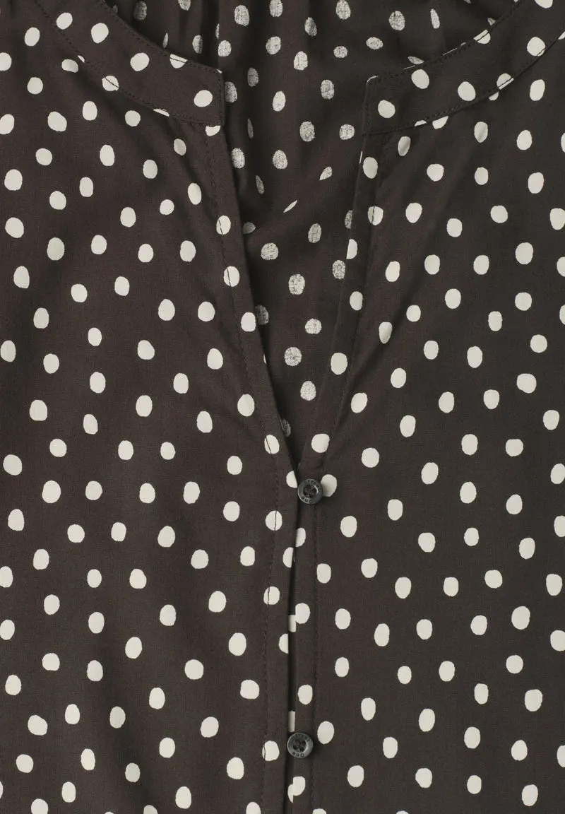 LTD QR Splitneck blouse w butt, black coffee
