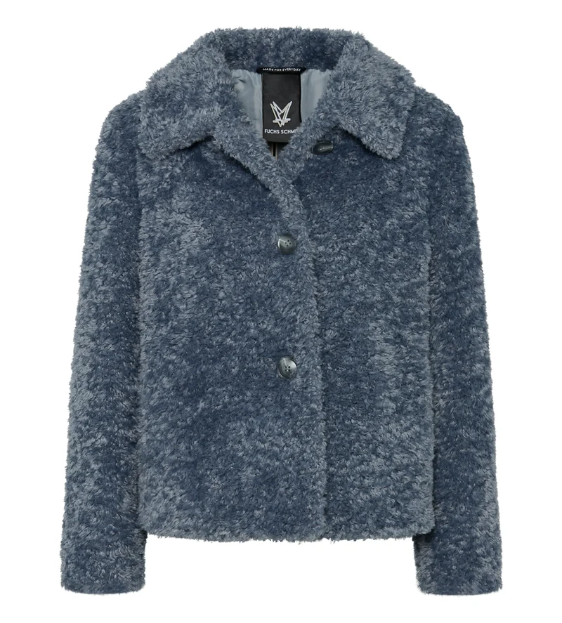 JACKE WEBPELZ, HELLBLAU/AQUA