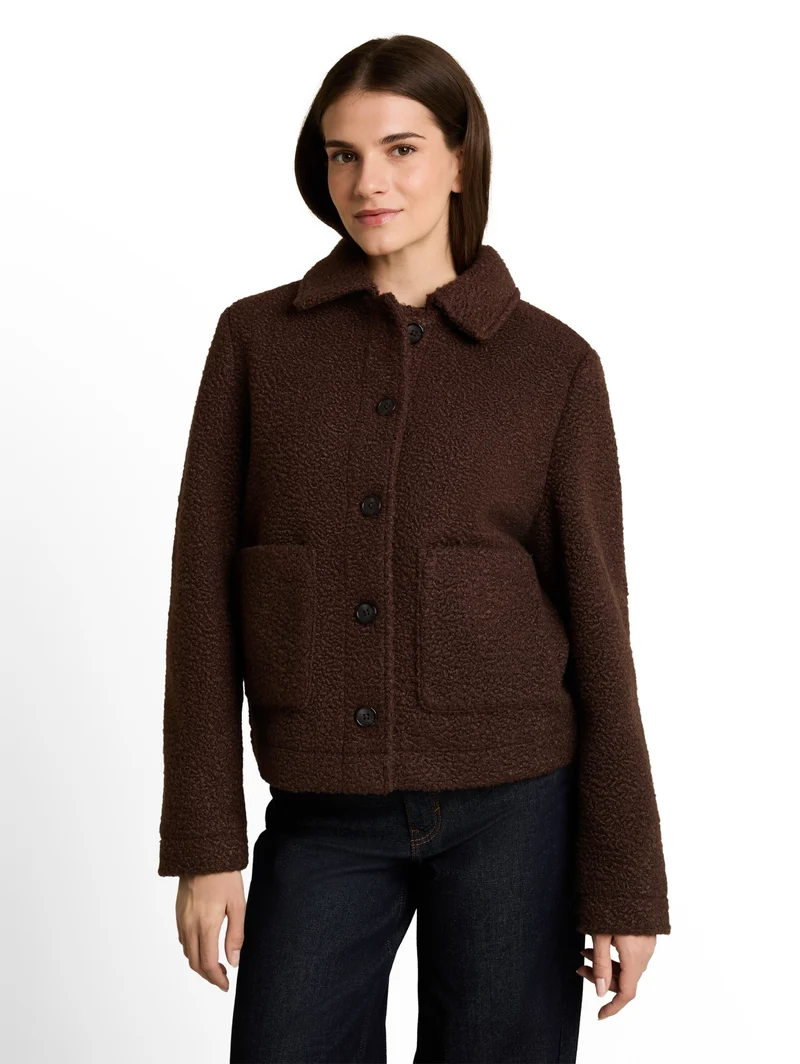 boucle jacket, java dark brown