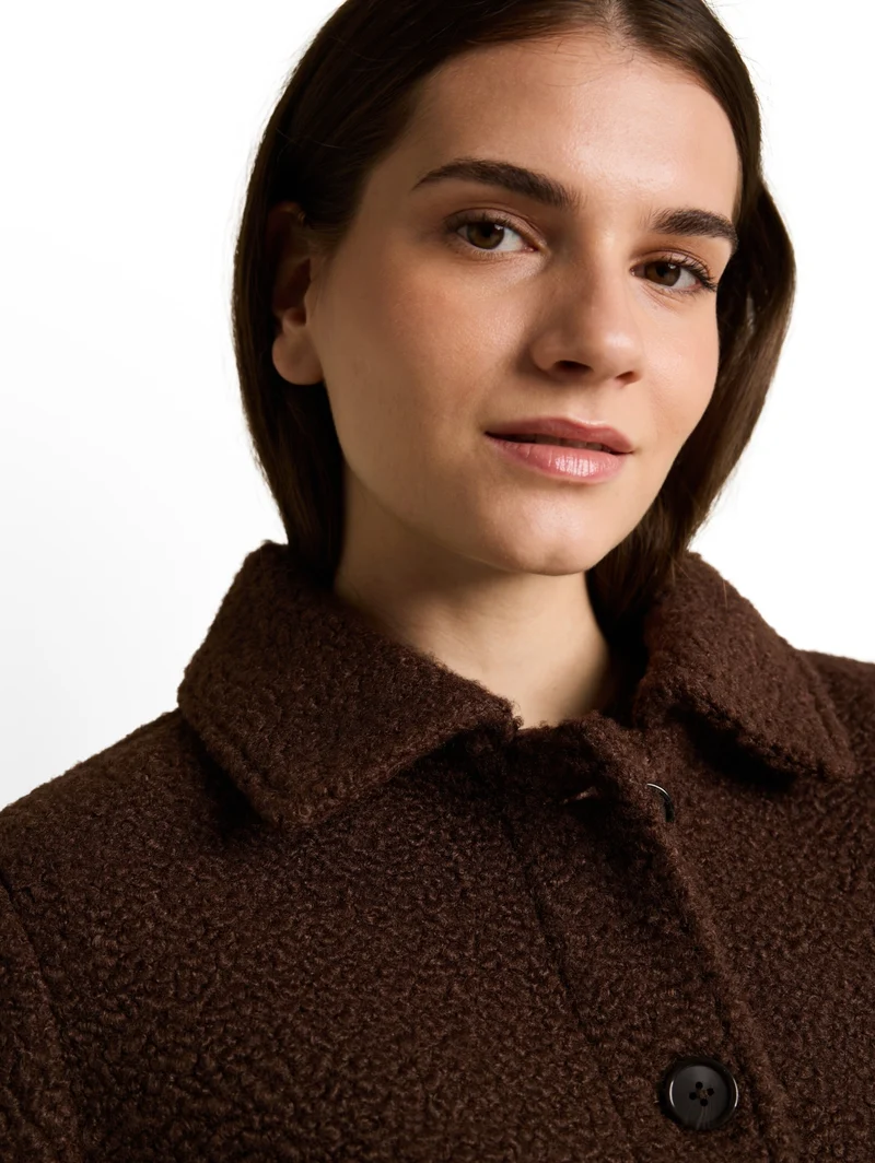 boucle jacket, java dark brown