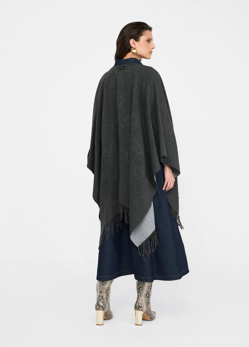 Poncho with Logo and Fringes