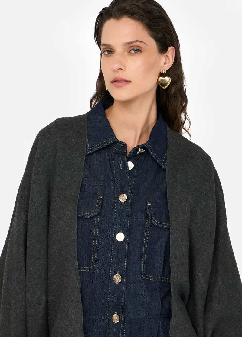 Poncho with Logo and Fringes