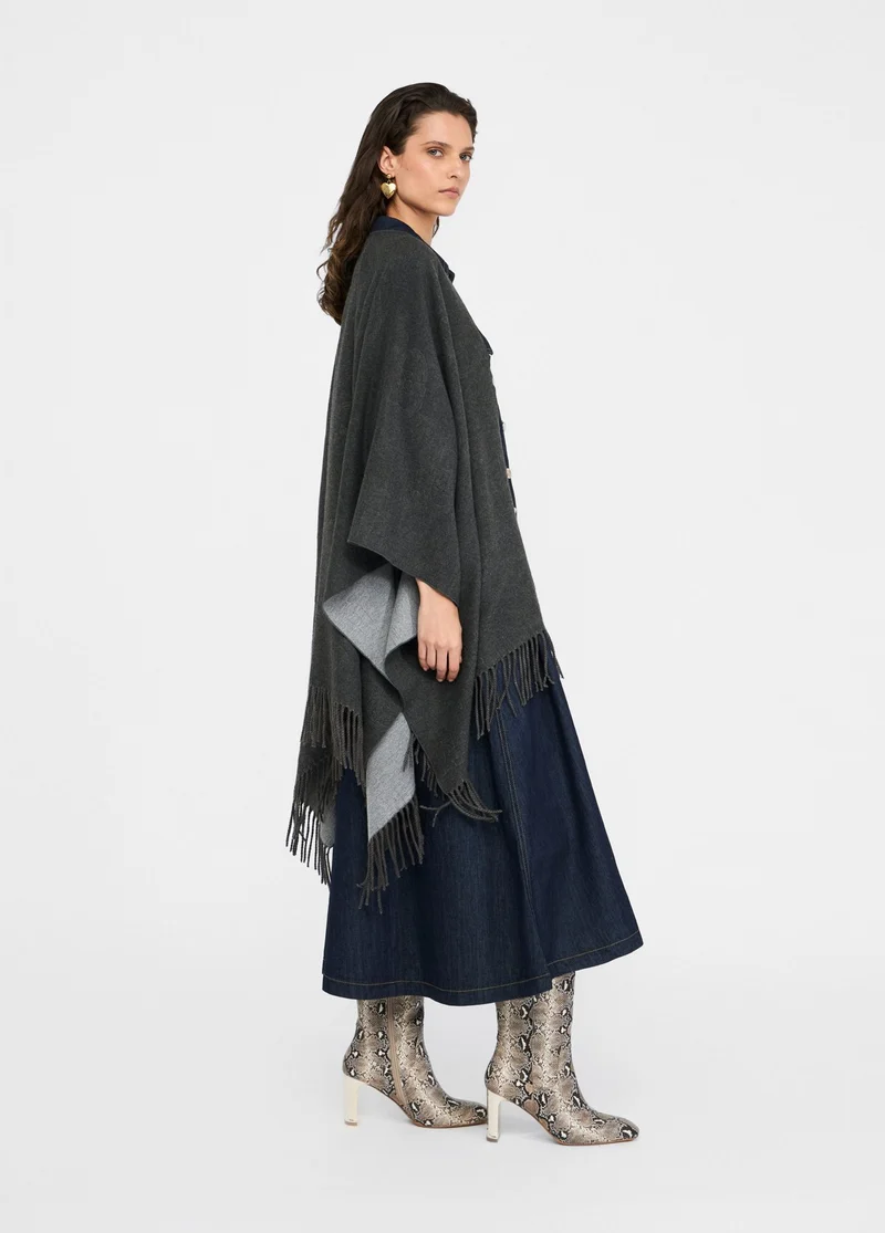 Poncho with Logo and Fringes
