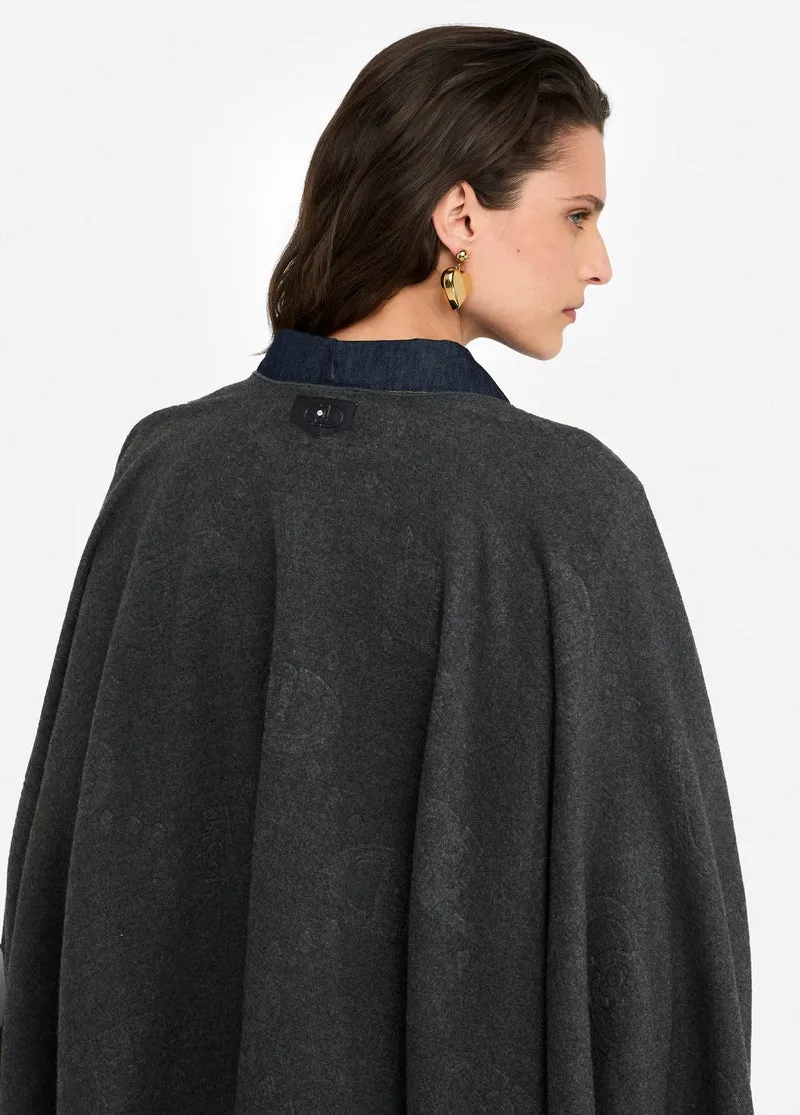 Poncho with Logo and Fringes