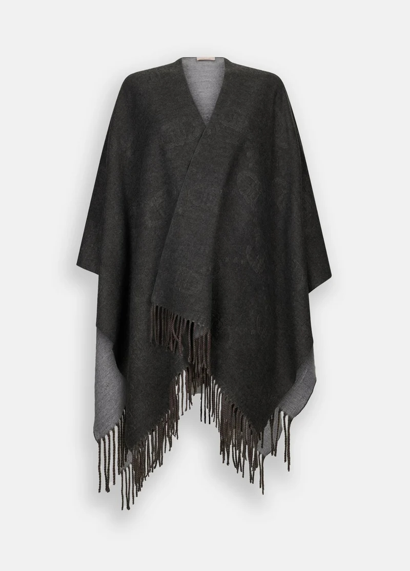 Poncho with Logo and Fringes