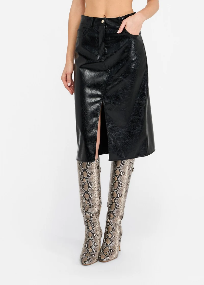 Glossy Five-Pocket Skirt