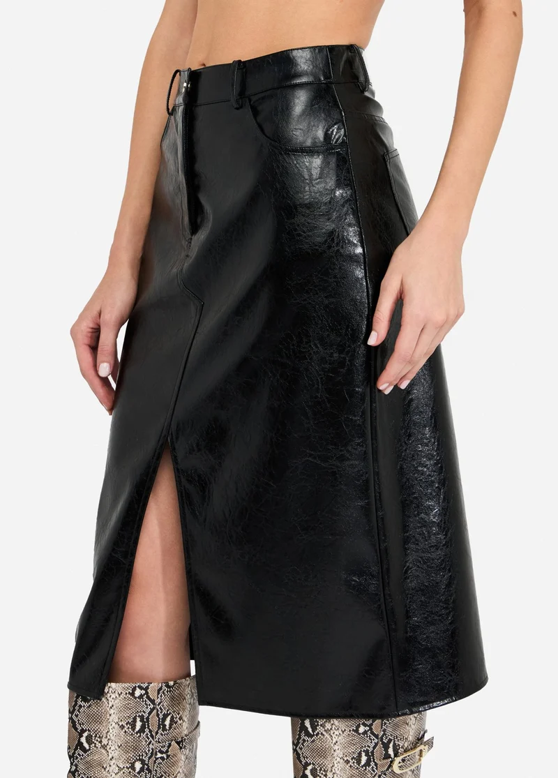 Glossy Five-Pocket Skirt