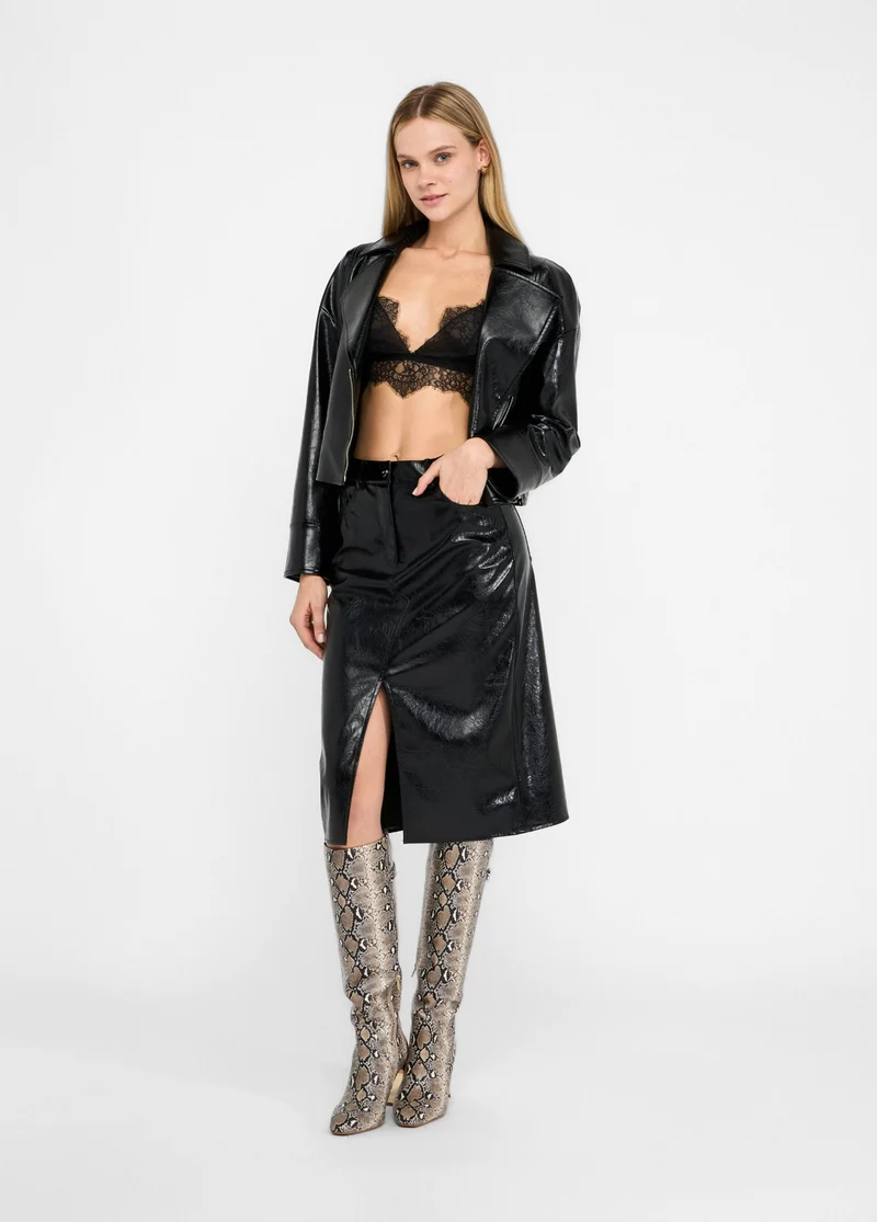 Glossy Five-Pocket Skirt