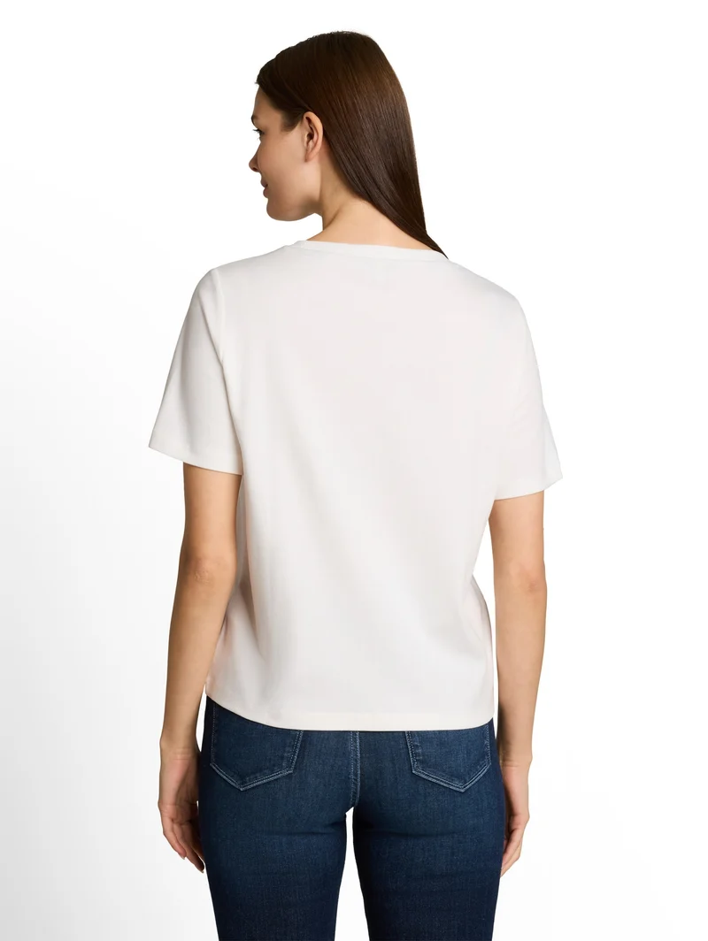 T-shirt interlock crew neck, Whisper White