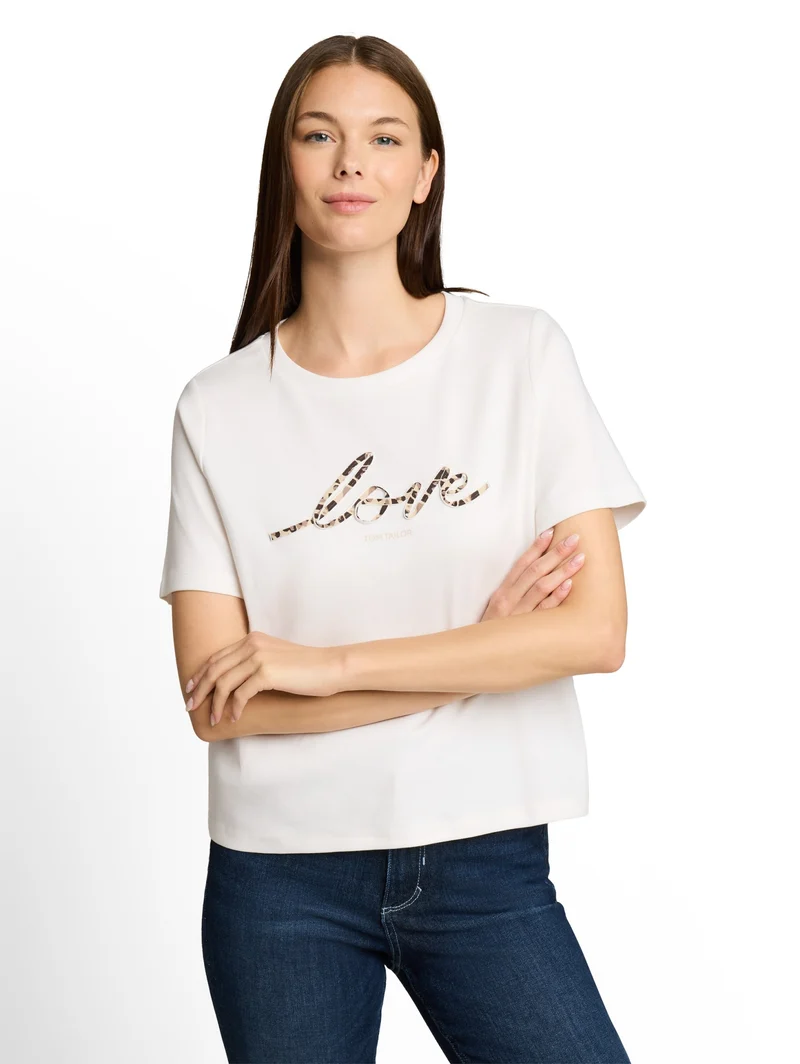 T-shirt interlock crew neck, Whisper White