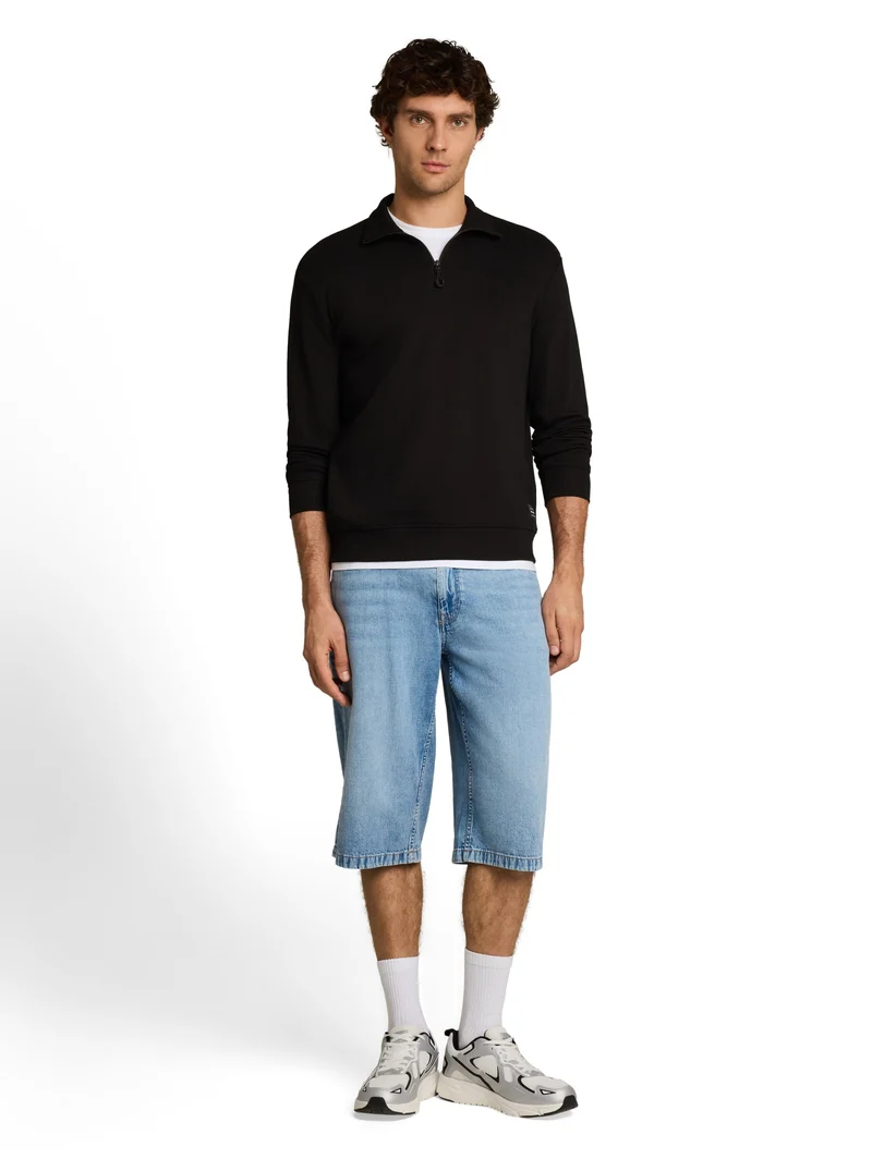 relaxed structure sweat troyer, Black