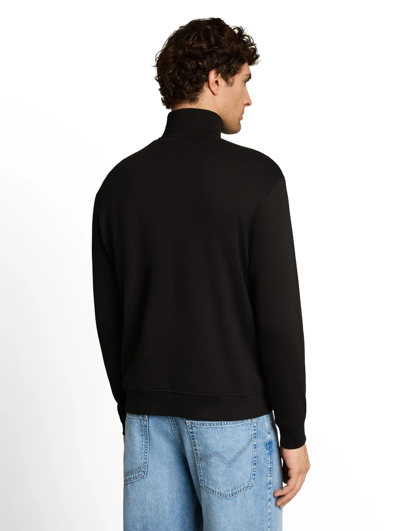 relaxed structure sweat troyer, Black