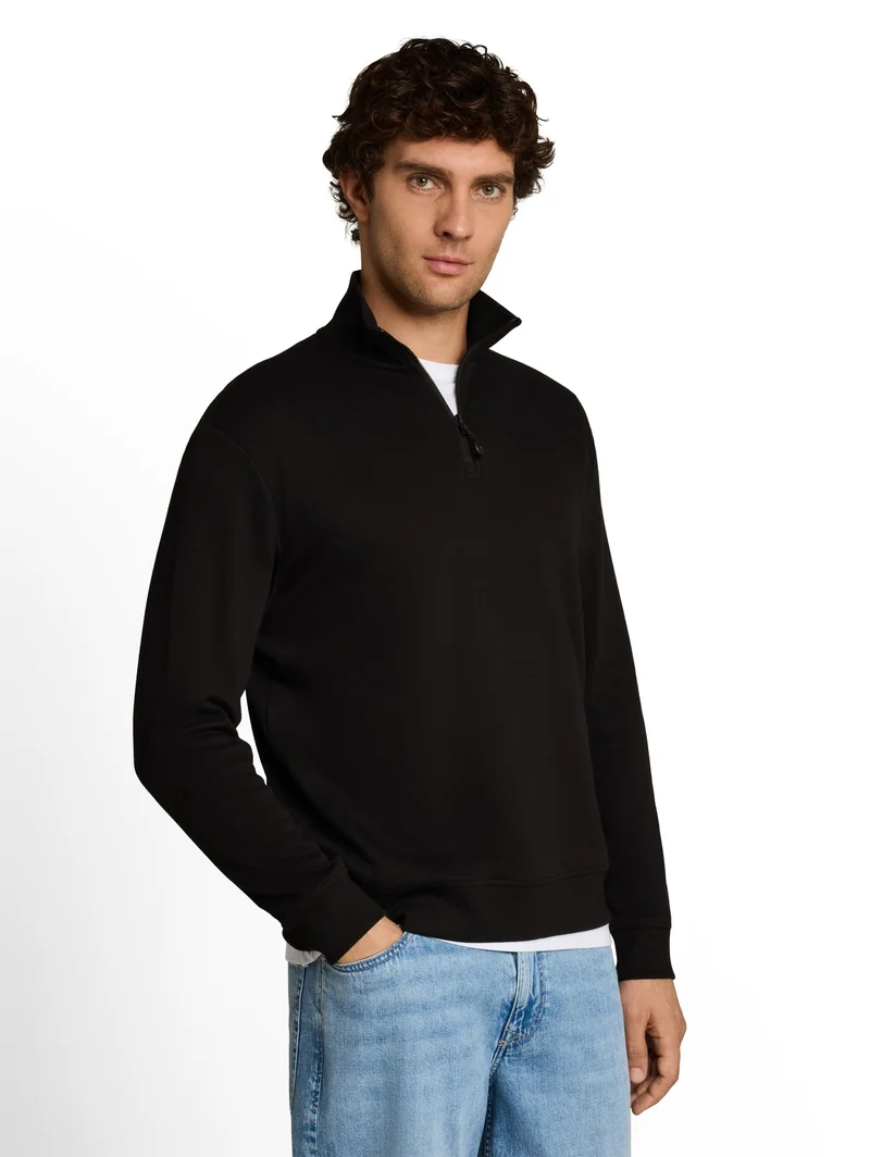 relaxed structure sweat troyer, Black