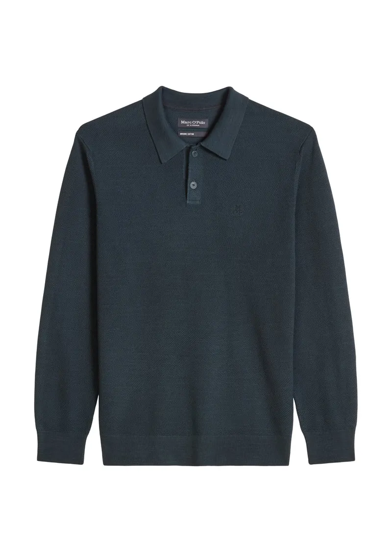 Knit Poloshirts Longsleeve, Peppercorn Grey