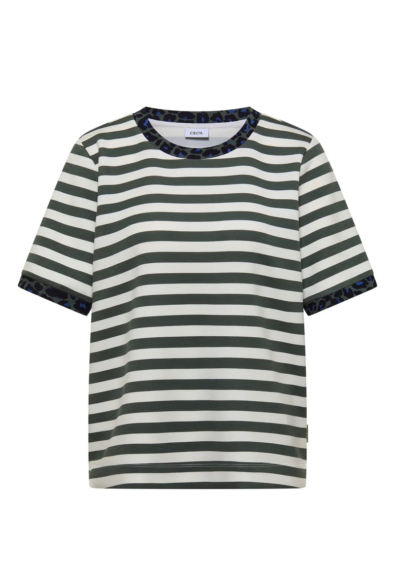 TOS Striped Soft Modal Shirt, dried olive green