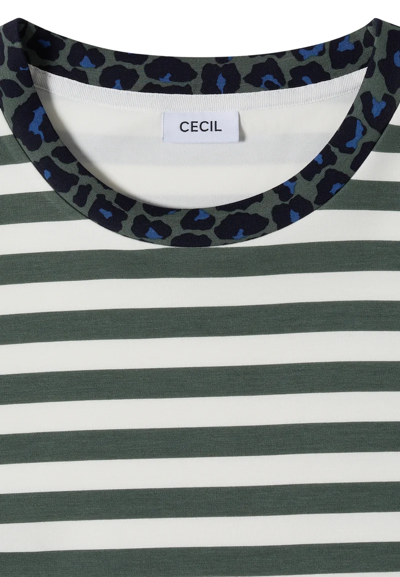 TOS Striped Soft Modal Shirt, dried olive green