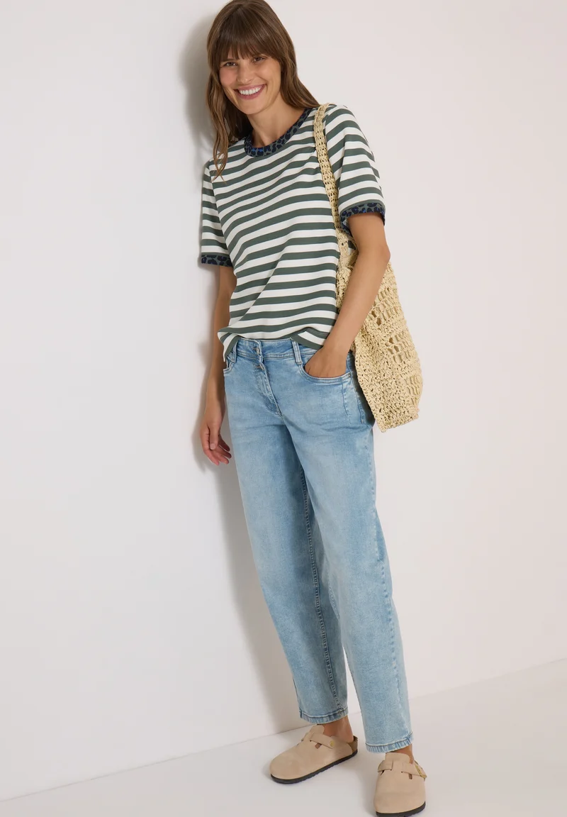 TOS Striped Soft Modal Shirt, dried olive green