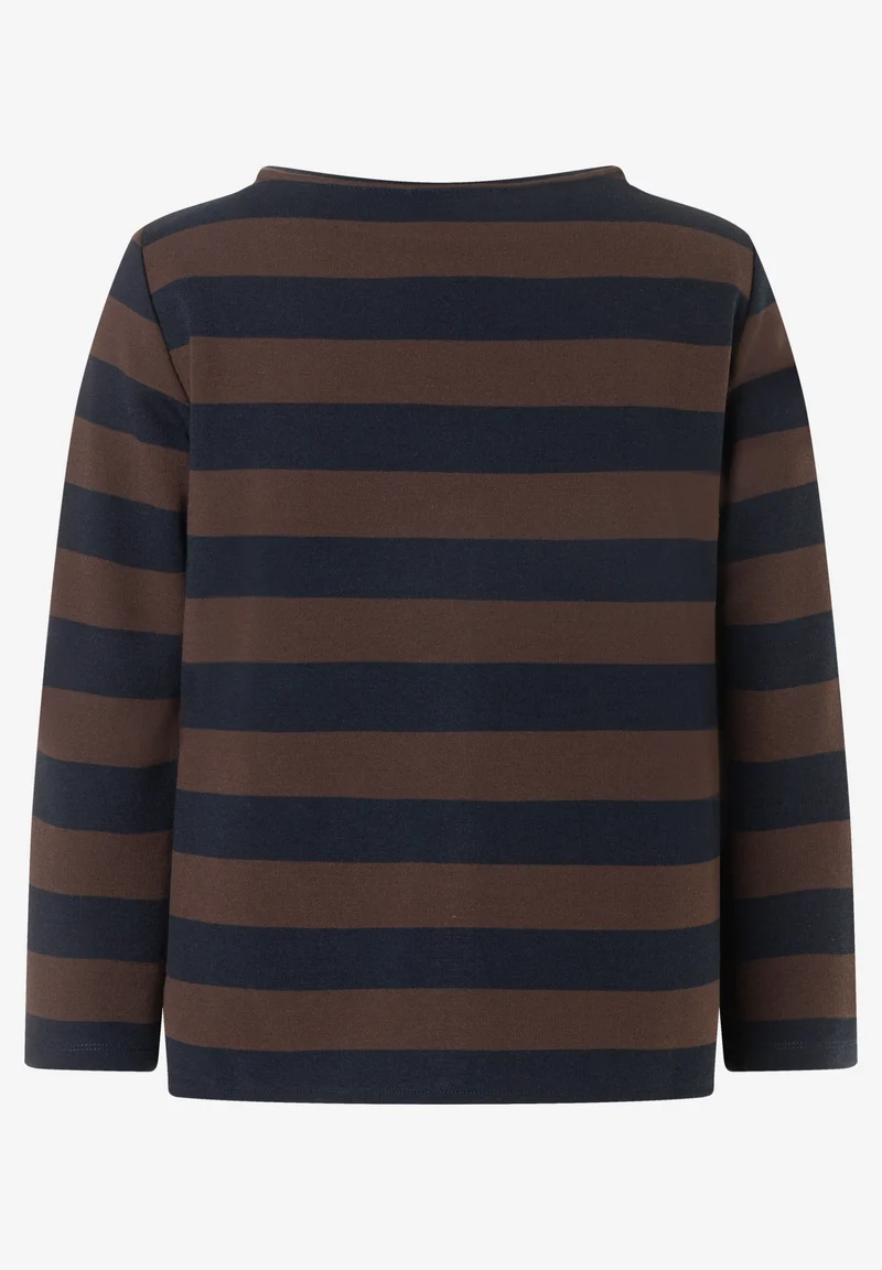 Boxy Shirt 3/4 Sleeves with Stripe, espresso marine block stripes jerse