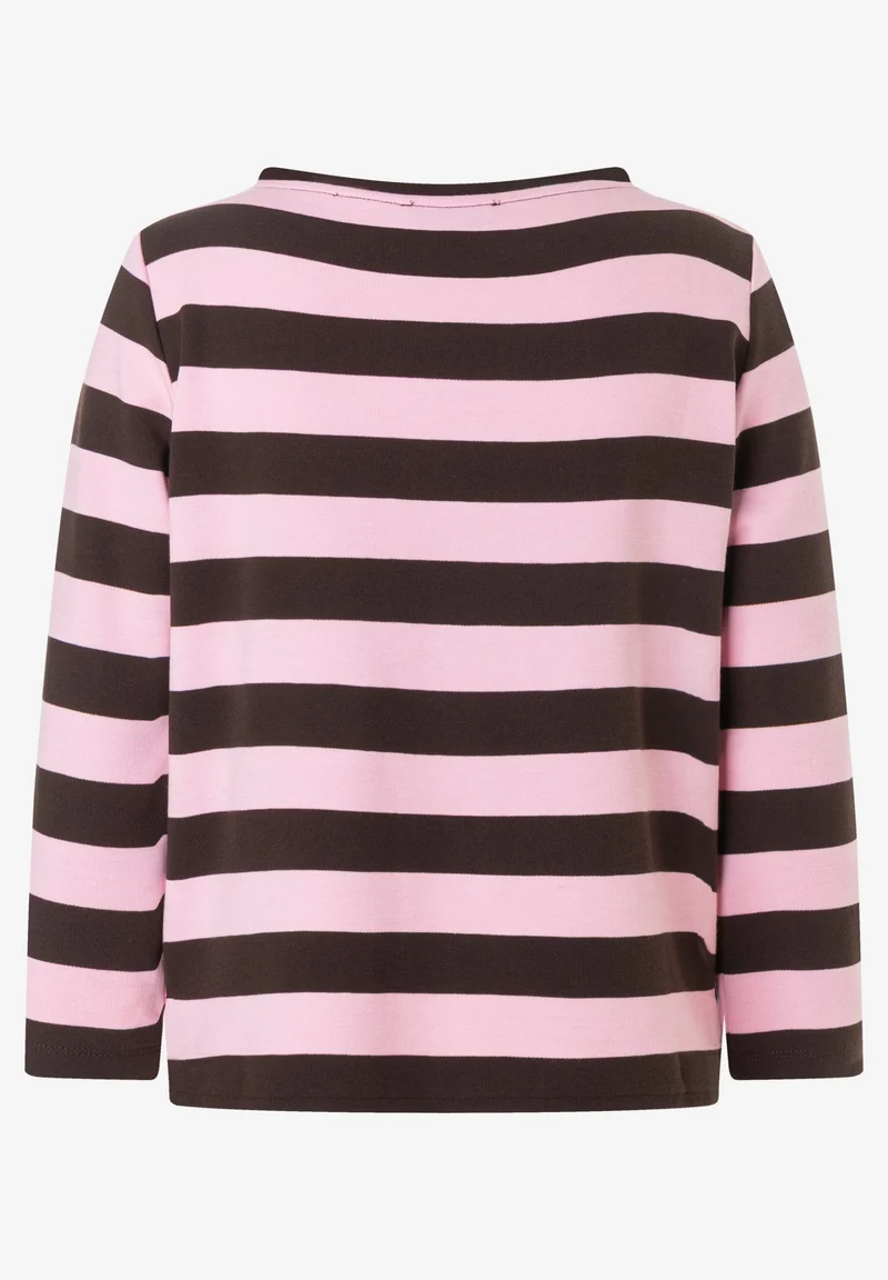 Boxy Shirt 3/4 Sleeves with Stripe, milky rose espresso block stripe je