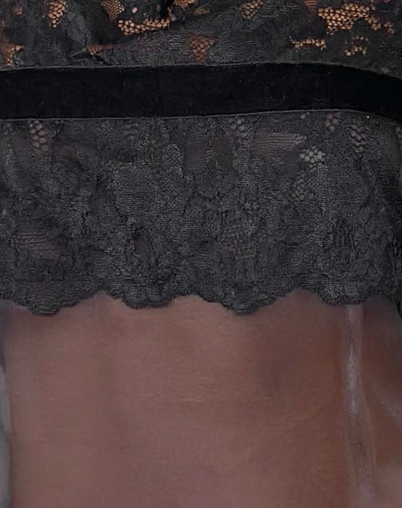 Jiusa Organza Cami Top aus schwarzer Spitze