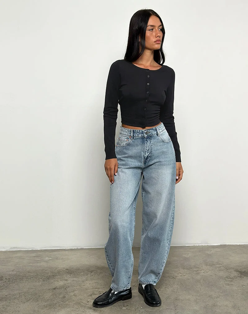 High-Rise-Jeans im Barrel-Schnitt in Blau