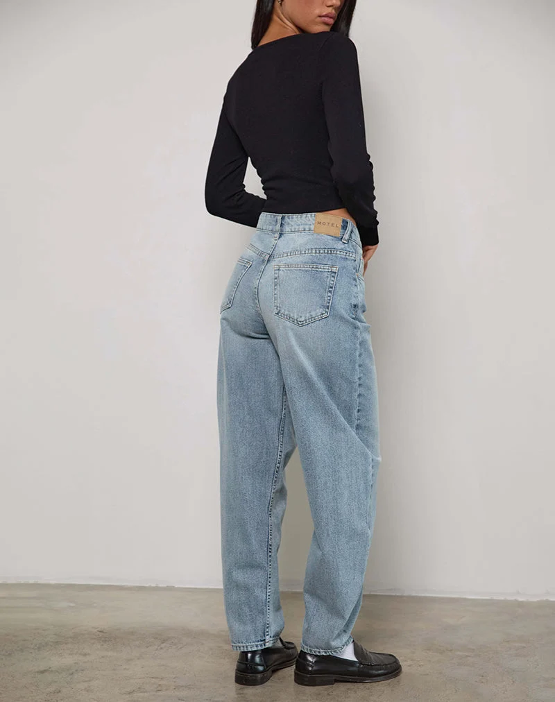 High-Rise-Jeans im Barrel-Schnitt in Blau