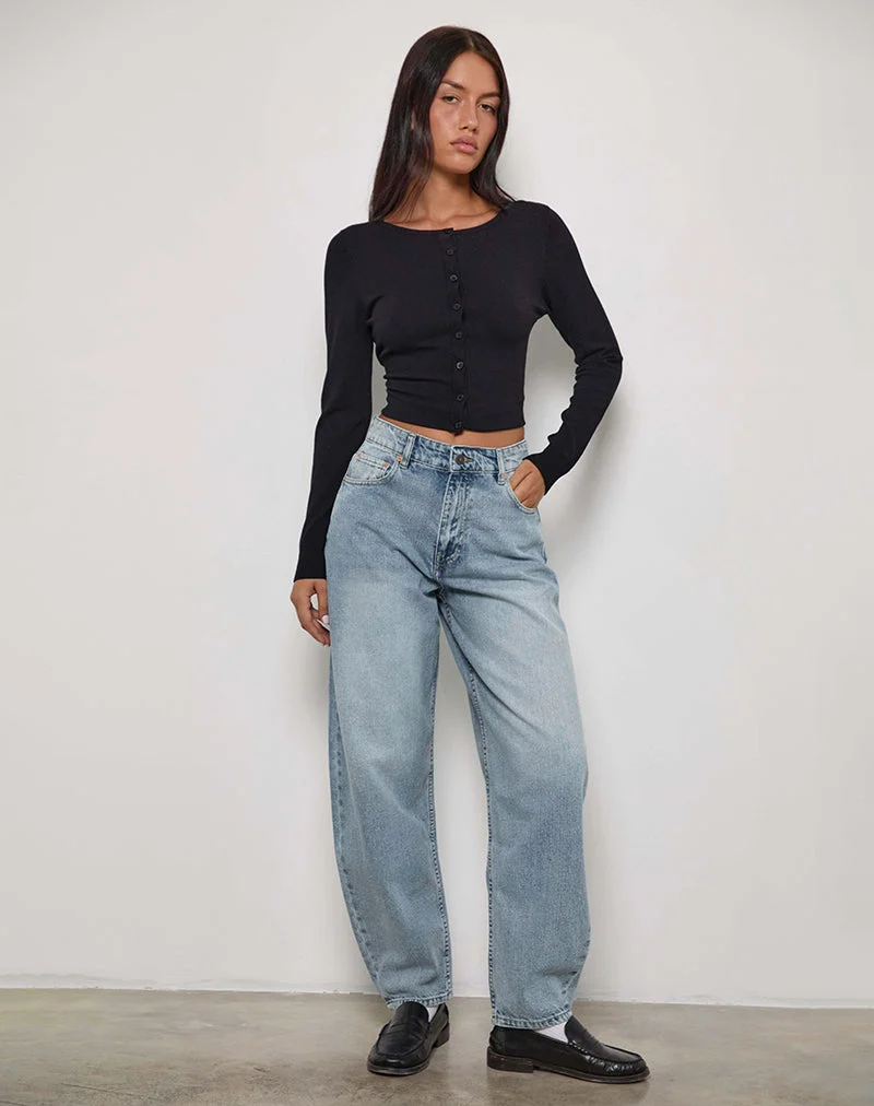 High-Rise-Jeans im Barrel-Schnitt in Blau