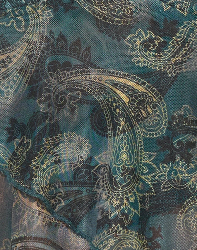 Kajari-Top in Blau mit Paisley-Muster