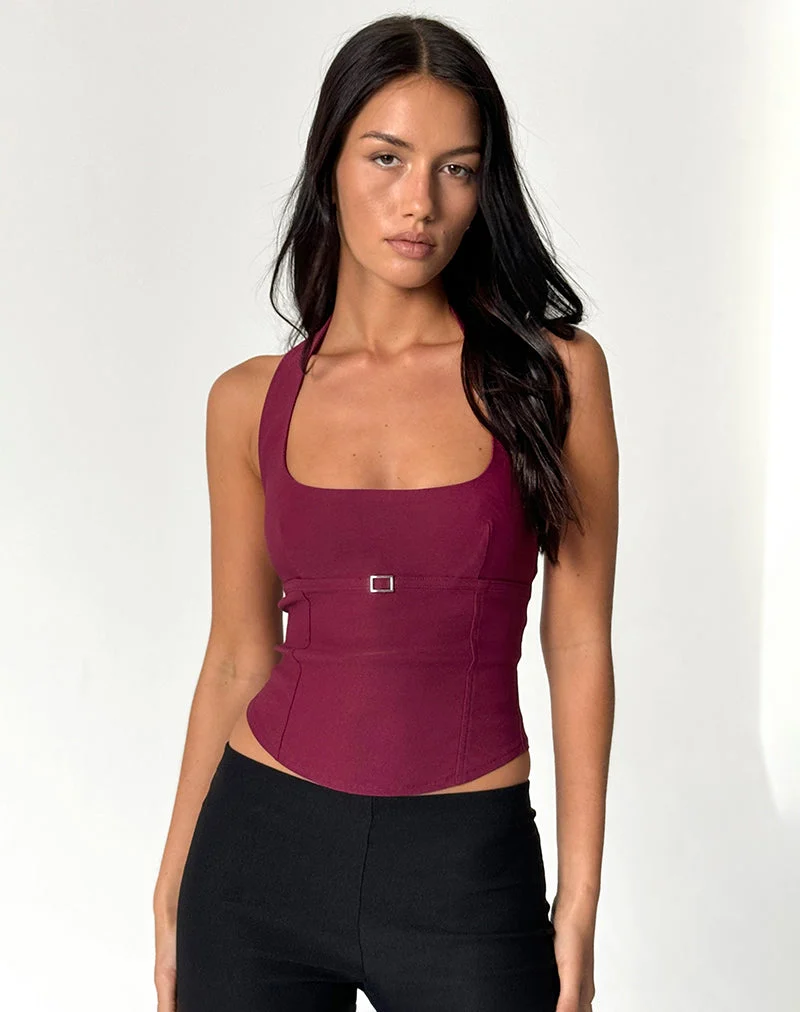 Nasya Neckholder-Top in Tailoring Burgundy