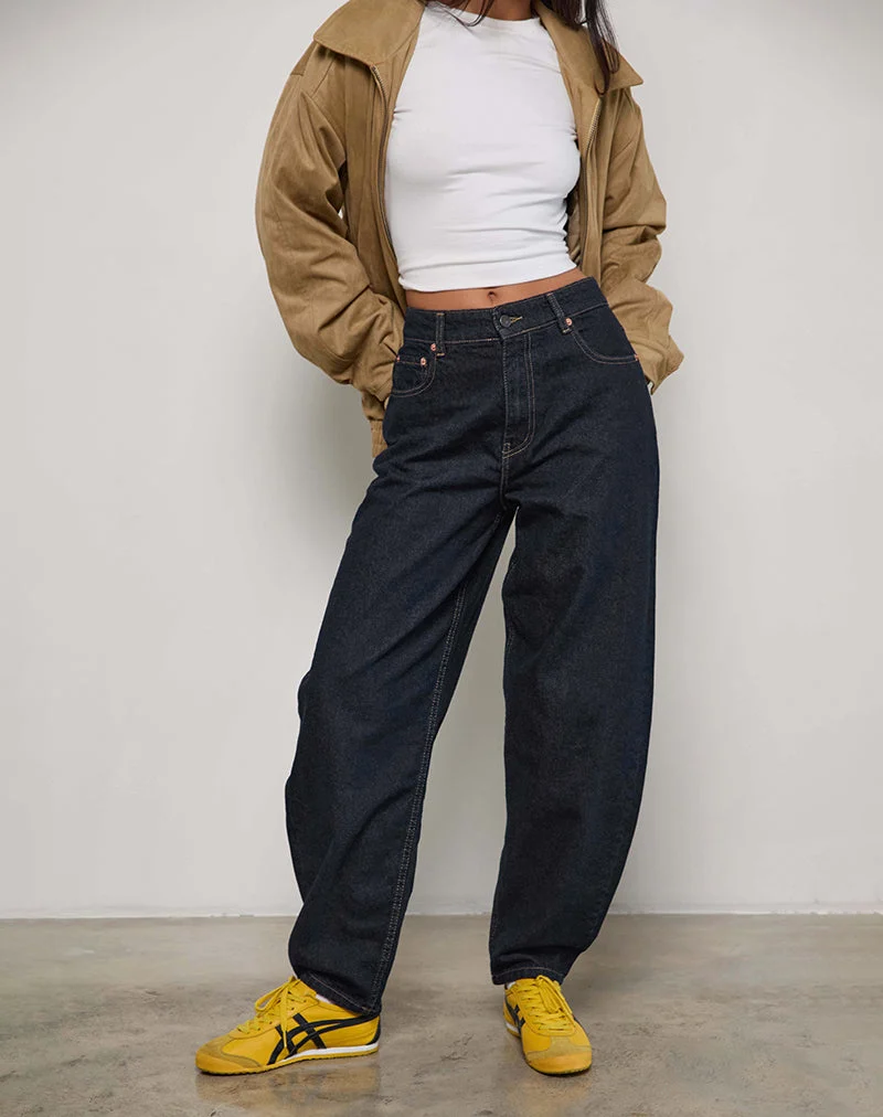 High Rise Barrel Jean in Indigo