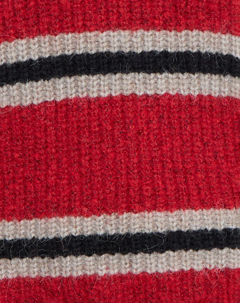 Lunet Strickpullover in Rot und Schwarz gestreift
