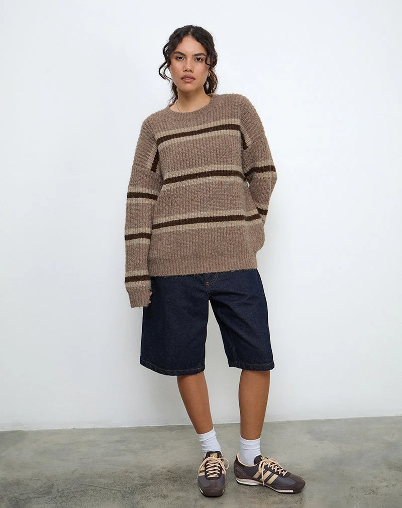 Lunet Strickpullover aus Streifen in Tonal Brown