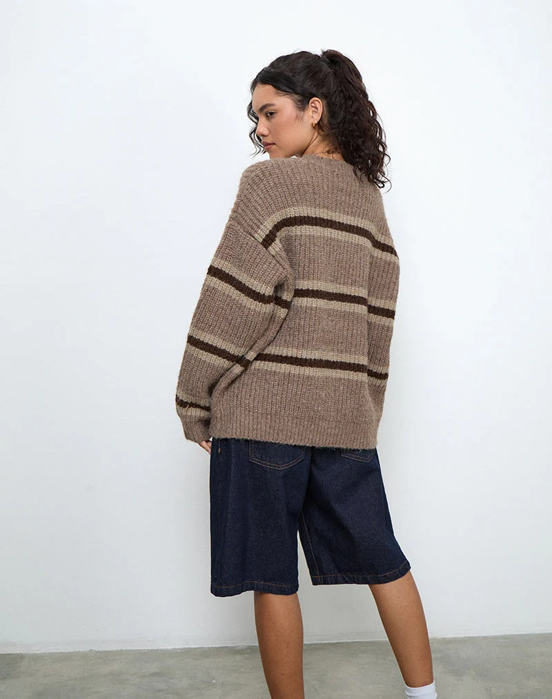 Lunet Strickpullover aus Streifen in Tonal Brown