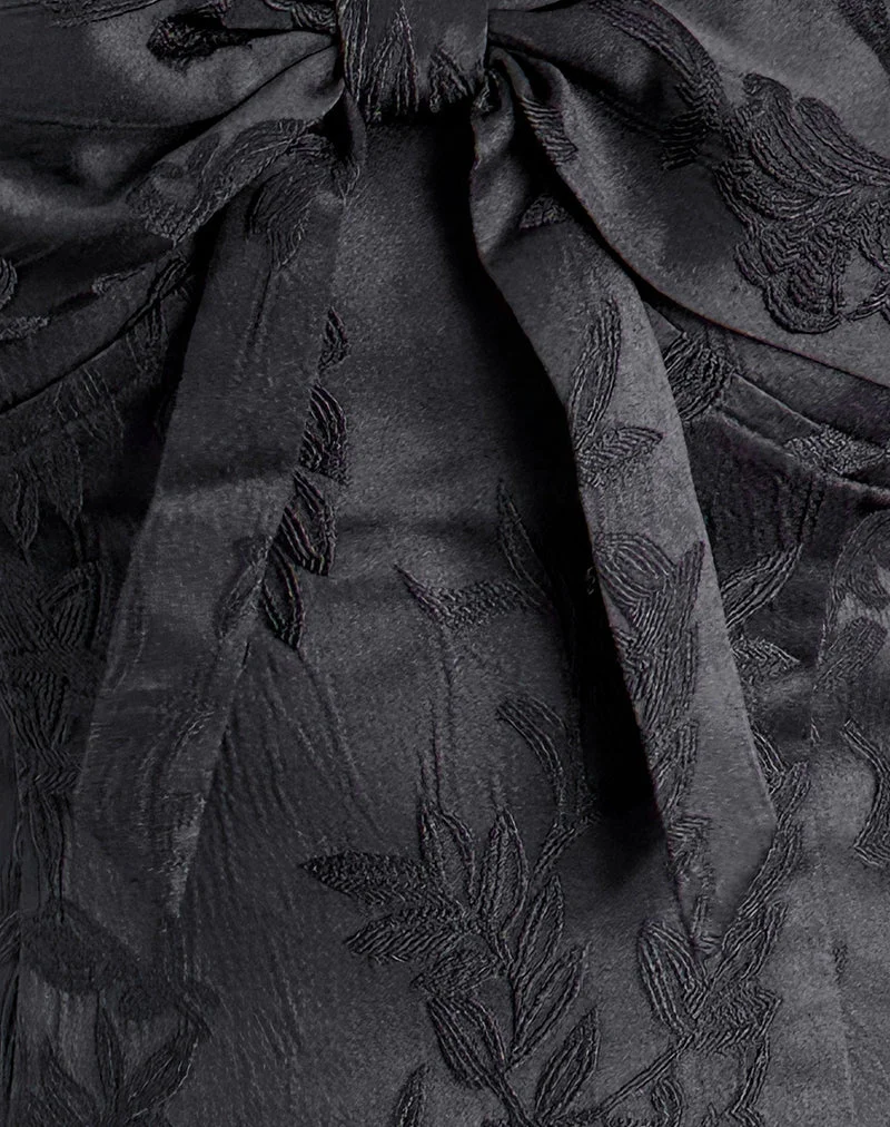 Kampi Neckholder-Top aus Satin-Jacquard Schwarz