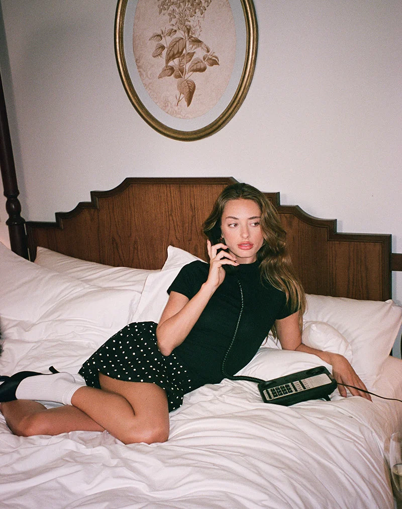 Sherida Bubble Mini Dress in Schwarz Basic Polka