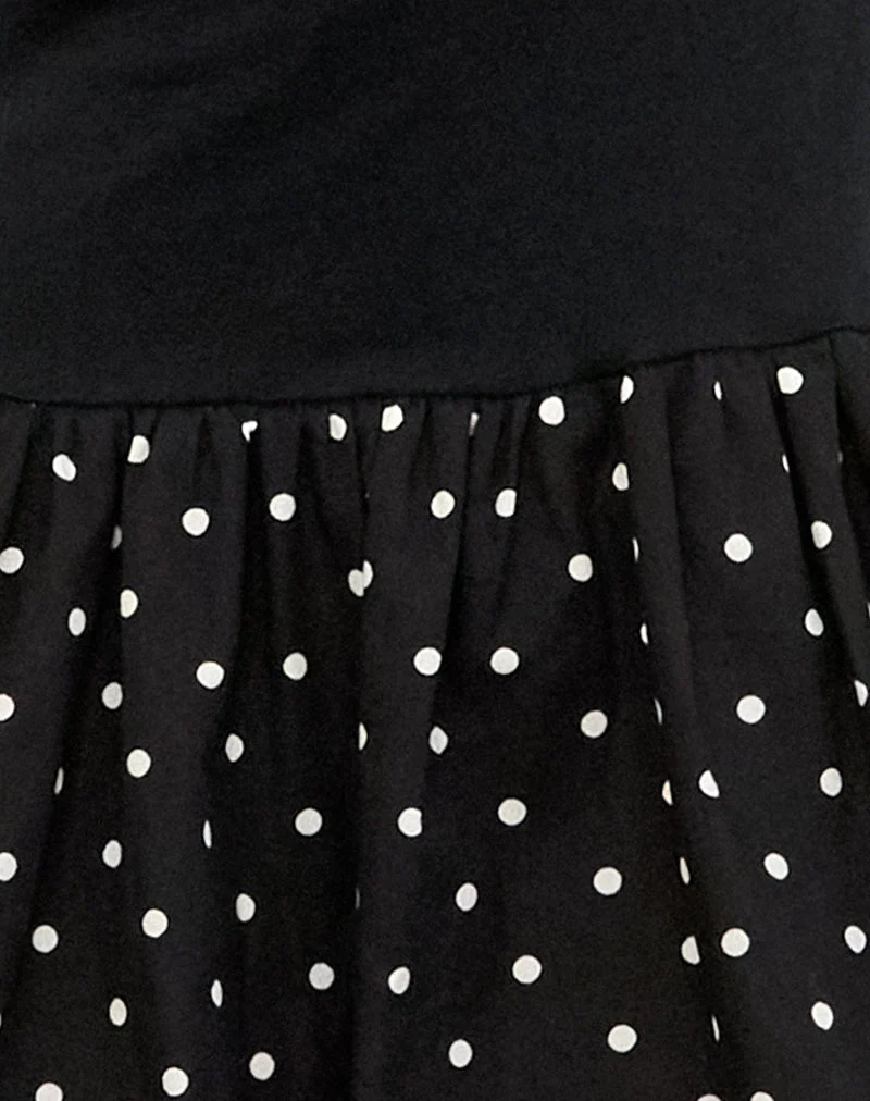 Sherida Bubble Mini Dress in Schwarz Basic Polka