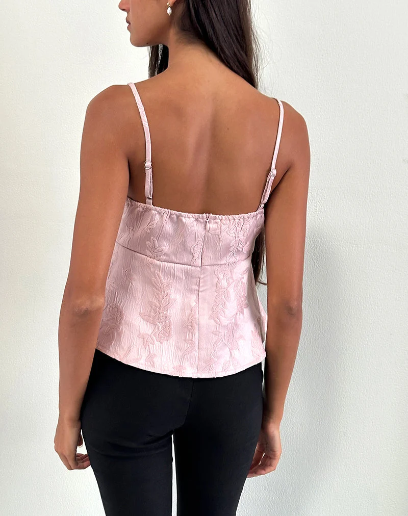 Amerta Cami Top aus Satin Jacquard Babyrosa