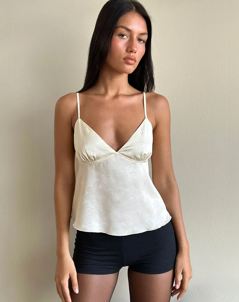 Marinda Oberteil aus Satin Jacquard Elfenbein
