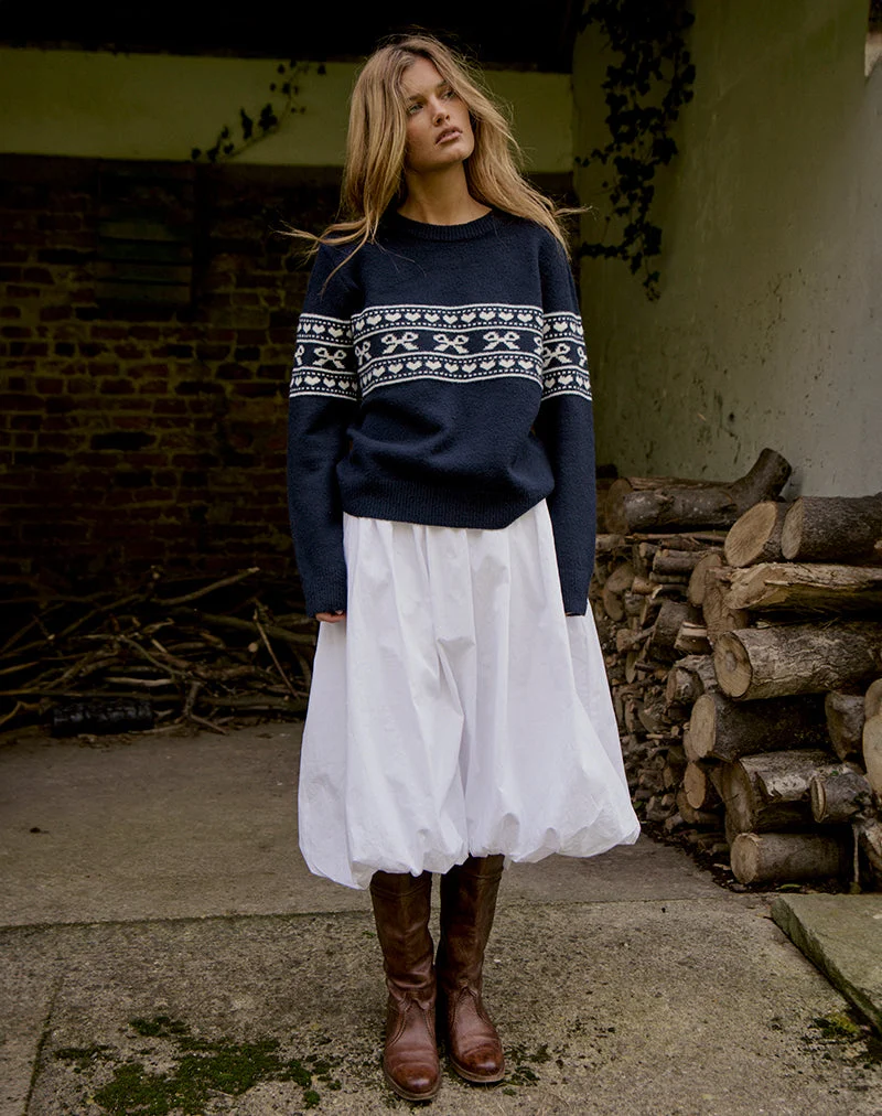 Namirta Strickpullover in Peacoat mit Fairisle-Schleife