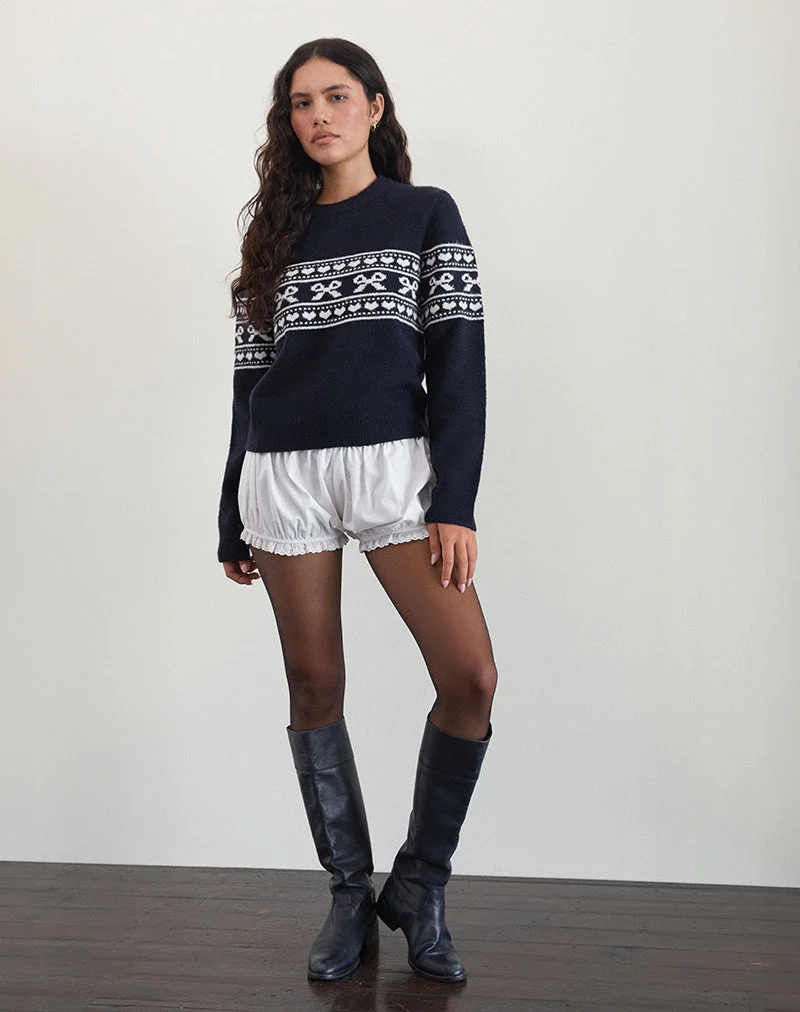 Namirta Strickpullover in Peacoat mit Fairisle-Schleife