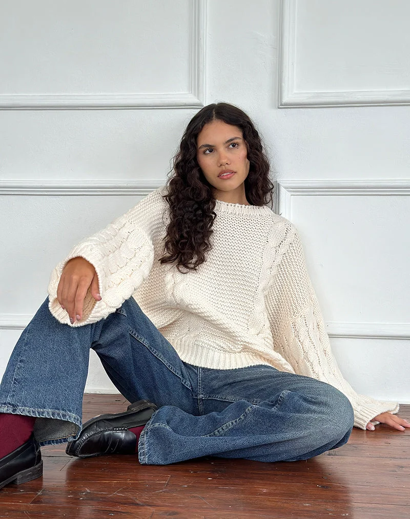 Emarti Pullover aus luxuriösem Grobstrick Elfenbein
