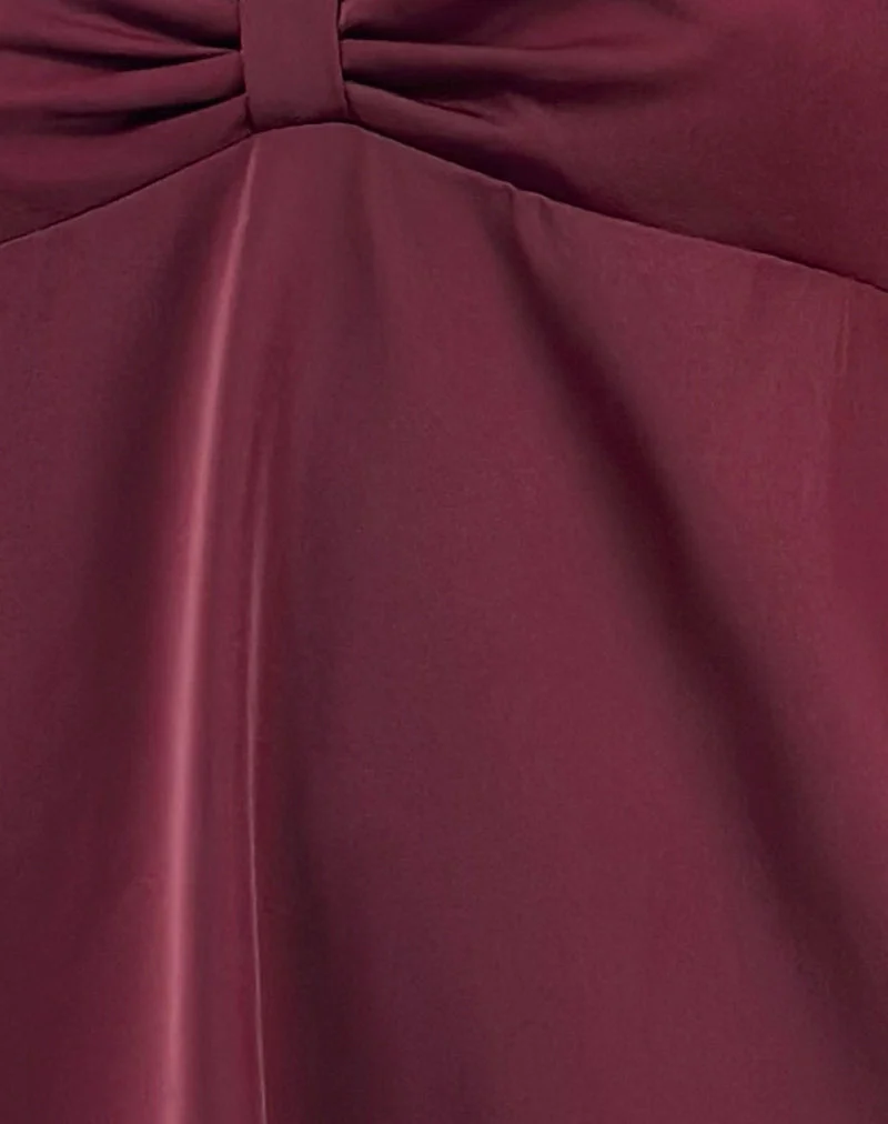 Rafaila Mini-Slipkleid aus Satin in Burgund
