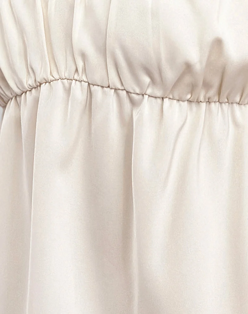 Camden Langarm-Cami-Top aus Satin in Elfenbein