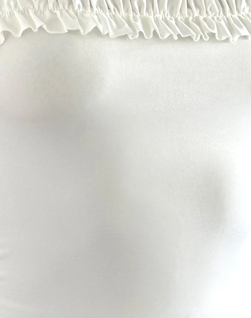 Veda gerüschtes Neckholder-Top in glattem Weiß