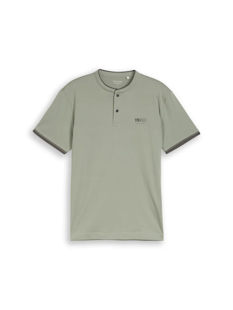 printed stand-up collar polo, Greyish Shadow Olive