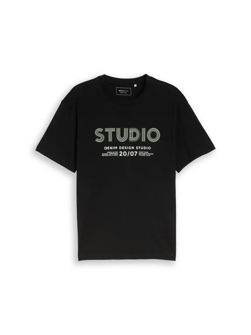 relaxed printed t-shirt, Black