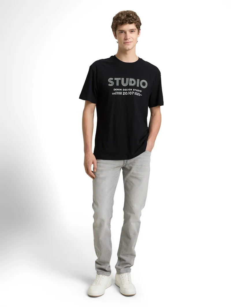 relaxed printed t-shirt, Black
